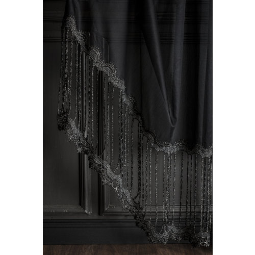 Embroidered Black Sheer Curtain: Tulle Lace Window Panel