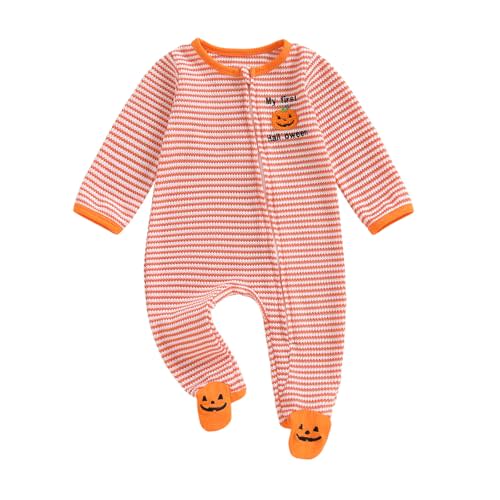SAYOO Baby Halloween Skeleton Footies Rompers Pumpkin Skull Skeleton Bodysuit Jumpsuit Newborn Boy Girl Halloween Playsuit