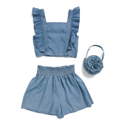 Big Girls 2pc Sleeveless Chambray Top And Shorts Set With Purse | Kids' Sets | Marshalls