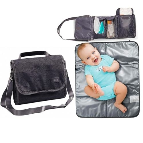 Graco Portable Baby Changing Pad with Organizer Pockets and Shoulder Strap