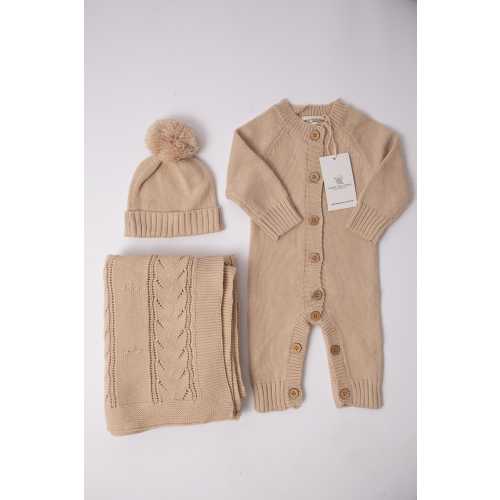 Knitted Baby Outfit& Blanket Set| Organic Cotton Newborn Gift| New Baby Gift| Baby Shower Gift| Fall Baby Knit Jumpsuit| Baby soft Blanket