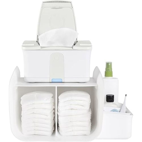 Ubbi Tabletop Diaper Caddy, Diaper Storage, Caddy Organizer, Stores Baby Diapers, Wipes & Baby Accessories, White