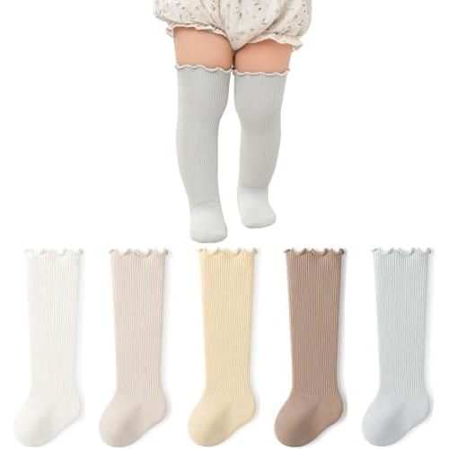 Baby Girls Socks,Toddlers Ruffle Sock,Girl's Knee-High Stockings, Kids Cozy Warm Solid Color Long Socks