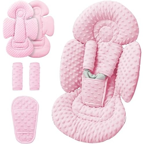 Generic Infant Insert Compatible with Mamaroo Swing & Graco Swing and Infant Car Seat, Newborn Insert Baby Head Body Support, Reversible Design, Breathable Soft Fabric, 1Pcs - Dots, Pink