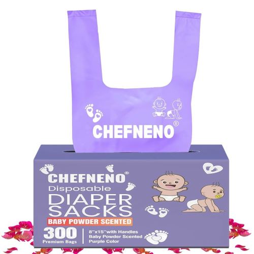 Baby Diaper Bag Disposable (300 ct.) Fresh Baby Powder Scented Easy Tie Handles Scented Diaper Sacks Disposable Dog Poop Waste Bags Cat Litter Clump & Poop Bags Sanitary Pad Waste Bags (300 Bags)