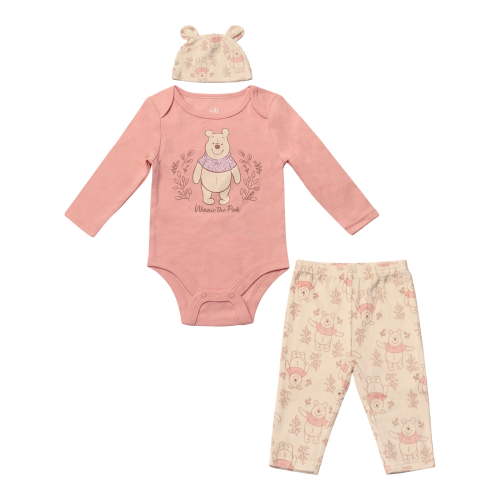 Disney Clothes Baby Girls Bodysuit, Pants & Headband 3-Piece Outfit Set – Minnie Mouse, Bambi, Marie & Tinkerbell (0/3M–6/9M)