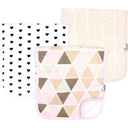 Copper Pearl Premium Baby Burp Cloths - 3-Pack Large Cotton Burp Cloths, Extra Soft Spit Up Rags with 3 Absorbent Layers, Perfect for Baby Girl Gifts (21" x 10" Size, Blush Set)
