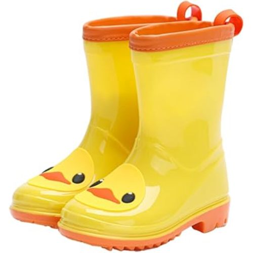 Waterproof Toddler Rain Boots with Protective Cuff & Non-Slip Sole, Yellow Duck Kids Rain Boots, Ideal for Garden, Puddle, and Outdoor Play