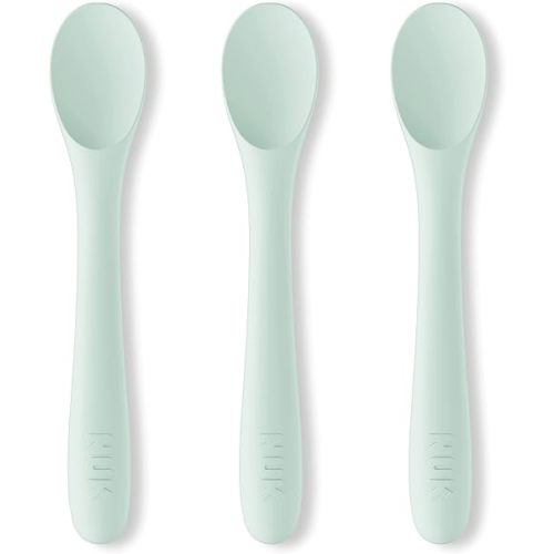NUK Silicone Baby Spoons, Durable Silicone Material, Easy to Hold & Feed, Dishwasher-Safe, BPA-Free, Pack of 3