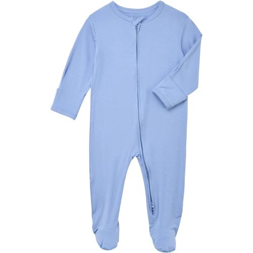 Aablexema Baby Footie Pajamas Zipper - Rayon from Bamboo Infant Footed Pjs with Mittens Sleepwear Jammies