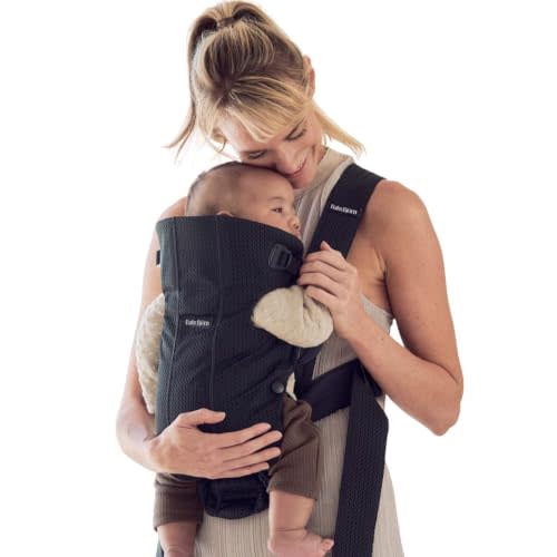 BabyBjörn Baby Carrier Mini, Black, 3D Mesh | Newborn Carrier (7-15 lbs), Ergonomic, Easy-to-Use