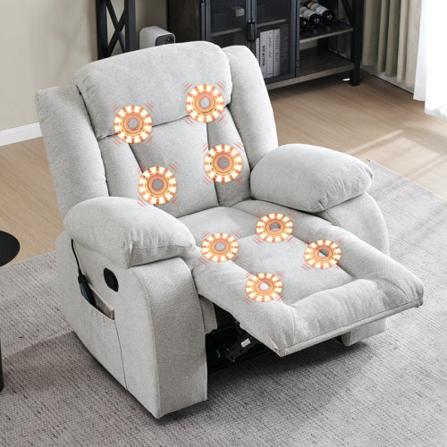 Latitude Run® Kokal Manual Soft Chenille Fabric Reclining Chair with Heated and Massage Functions & Reviews | Wayfair