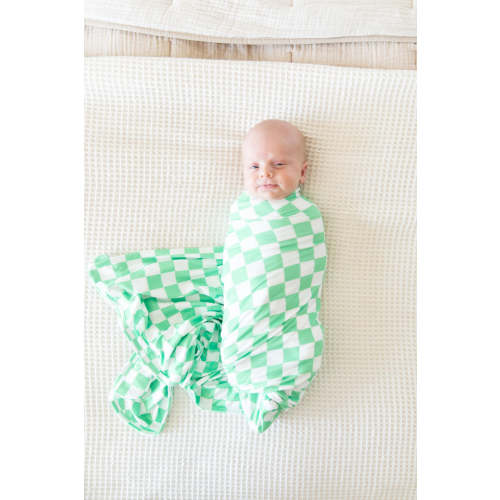 BRIGHT GREEN + WHITE CHECKER | SWADDLE