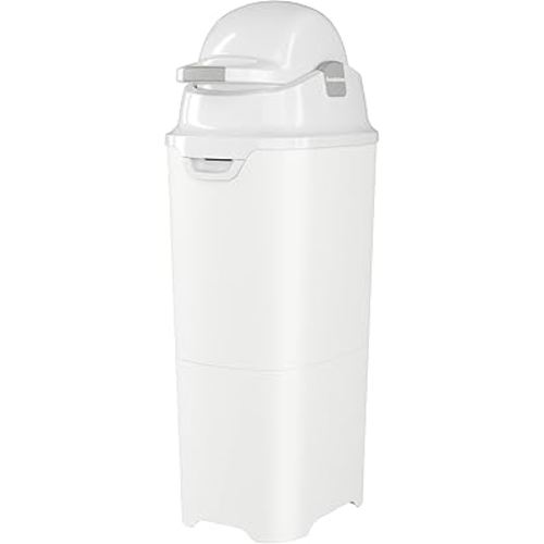 Foundations Tall Diaper Pail with Airtight Lid, Durable & Odorless Diaper Disposal, Large Capacity, Holds up to 60 Newborn Diapers, Refill with Any Bags, White