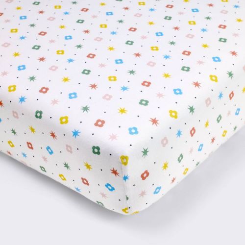 Cotton Fitted Crib Sheet - Playtime - Cloud Island™: Star Pattern, 200 Thread Count, 100% Cotton