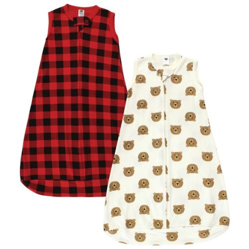 Hudson Baby Cotton Long-Sleeve Wearable Sleeping Bag, Sack, Blanket, Brown Bear Sleeveless, 3-9 Months