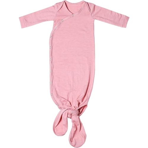 Copper Pearl Baby Gown - Knotted Newborn Sleepers for Baby Boy and Girl, Soft Stretchy Long Sleeve Infant Gowns with Bottom Tie and Hand Mittens, Perfect Hospital Coming Home Outfit (Darling)