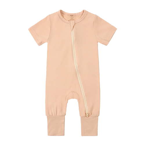 WIBACKER Baby Boys Girls Bamboo Viscose Short Sleeve Pajamas, 2 Way Zipper Romper, Sleep and Play 0-24 Months