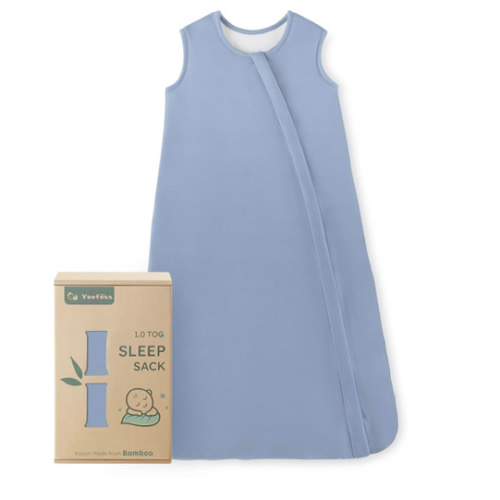 Yoofoss Rayon Made from Bamboo Baby Sleep Sack 6-12 Months 1.0 Tog Baby Wearable Blanket, Super Soft Infant Toddler Sleeping Sack 2-Way Zipper