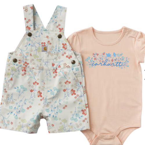Carhartt Floral Short-Sleeve Bodysuit and Canvas Shortalls 2-Piece Set for Babies | Cabela's