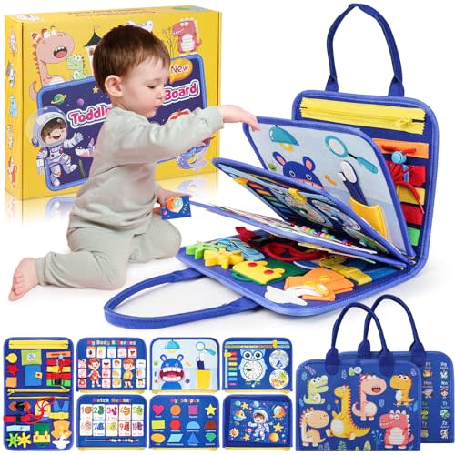 Goobaetoy Montessori Busy Board Boy, Toddler Toys for 3-6 Years Old Boy, Toddler Busy Book Educational Learning Sensory Activity Toys for Road Airplane Travel for Kids with Autism