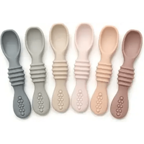 Silicone Chew Spoon Set for Babies and Toddlers | Safety Tested | BPA Free | Baby Spoon 6 Pack (Neutrals)