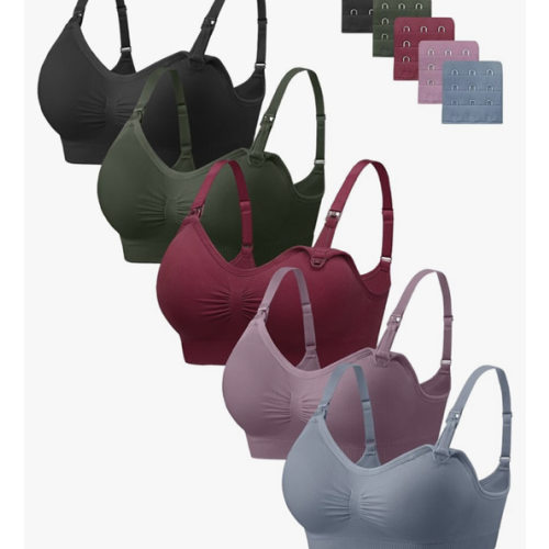 Angelhood Nursing Bra 5 Pack Womens Maternity Breastfeeding Seamless Wireless Sleep Bra with Extenders