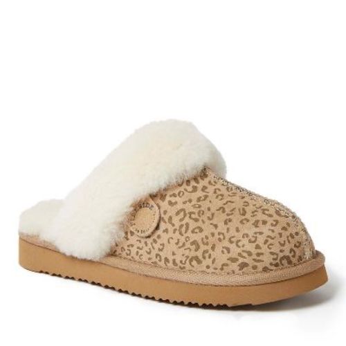 Fireside By Dearfoams Women's Sydney Genuine Shearling Scuff Slipper - Leopard Size 10.5W