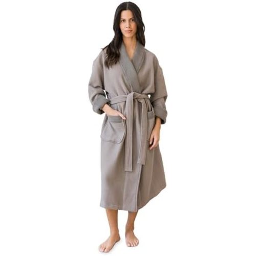 Cozy Earth Waffle Bath Robe, Lightweight Spa Robe with Pockets