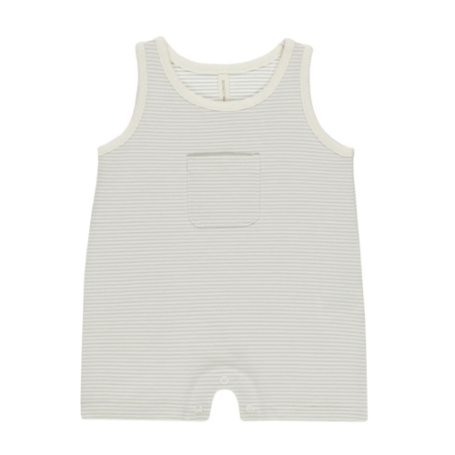 Quincy Mae - Sleeveless One-Piece in Sky Micro Stripe