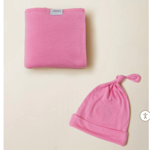 Iconic Pink Swaddle + Hat Set