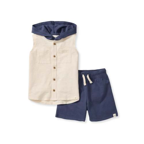 Organic Boy Slub Hooded Sleeveless Shirt & Shorts Set – Burt's Bees Baby