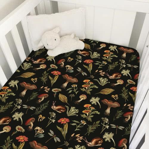 Vintage Mushroom Forest Fitted Crib Sheet