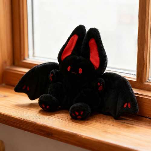Bat Plush Decoration - Handmade White Rabbit Bat Dolls, Soft Gothic Plush Toys, Comfortable Home Decorations, Cute Shelf Decorations