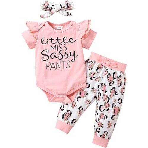 Yvowming Newborn Baby Girl Clothes Infant Ruffle Romper Pants Set Summer Outfits Cute Baby Clothes for Girls