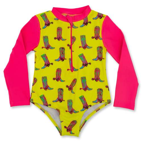 NEON Boots Half Zip Rash Guard One-Piece Swimsuit (infant-youth) – Cowkid Clothing Company