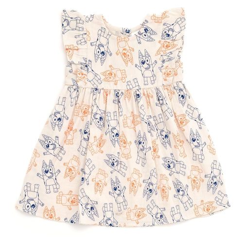 Bluey Cotton Gauze Matching Family Outfits Dress & Button Down Shirt & Shorts Infant to Little Kid Sizes (12 Months - 7-8)
