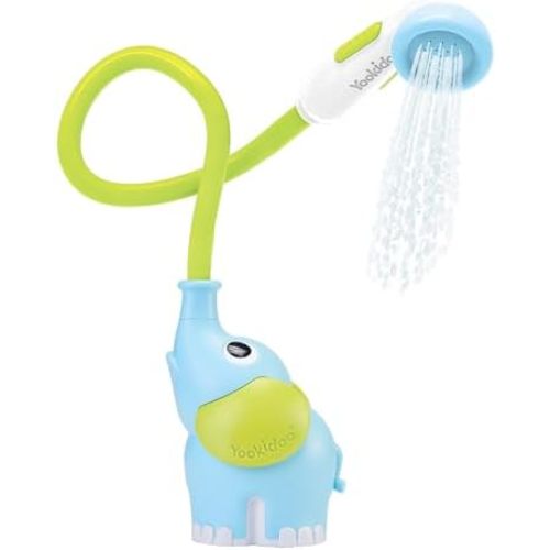 Yookidoo Baby Bath Shower Head - Elephant Water Pump and Trunk Spout Rinser - for Newborn Babies in Tub Or Sink