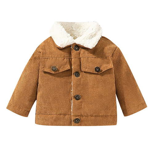 WhouRiu Boy Girl Winter Coat Corduroy Warm Thickened Lined Coat Kids Cozy Soft Thermal Outerwear Coats Brown,Sized 3-6 M
