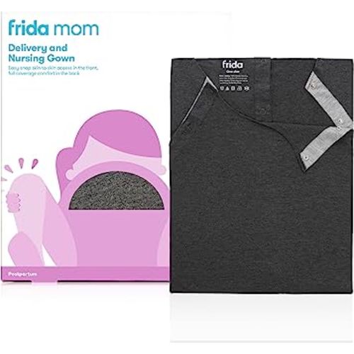 Frida Mom Delivery and Nursing Gown | Easy-Snap, Tagless, Skin-to-Skin Access and Full Coverage in The Back