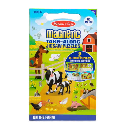 Melissa & Doug Take-Along Magnetic Jigsaw Puzzles on the Farm 2 15-Piece Travel Toy