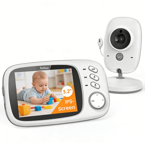 Free Shipping! BOIFUN Baby Monitor with Camera and Audio, 3.2-inch HD Screen, Night Vision, Secure 2.4GHz Connection