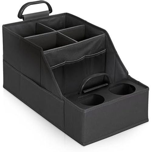 MULISOFT Car Seat Organizer- Backseat Car Organizer with 12 Storages Compartments and 2 Cup Holders, Organizers and Storage, Front Seat for Travel Kids,Black