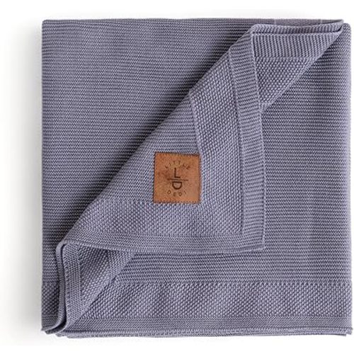 Dua 100% Tencel Baby Blanket 30x40 in, Grey Blue, Oeko-Tex Certified, Silky Soft Knit, Thermal-Regulating Swaddle and Receiving Blanket for Newborns