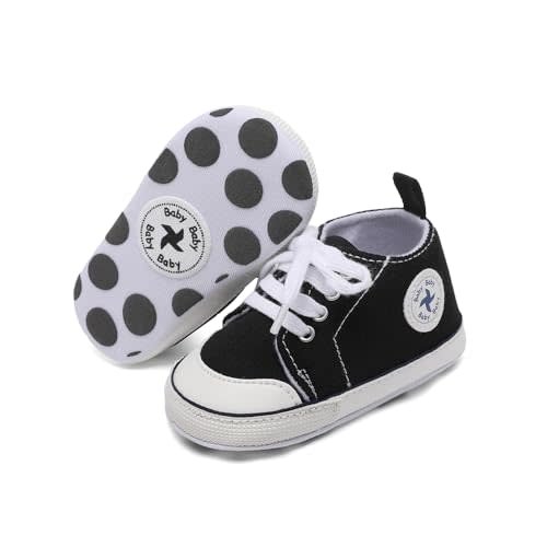 Baby Girls Boys Shoes Soft Anti-Slip Sole Newborn First Walkers High Top Canvas Denim Unisex Infant Sneaker