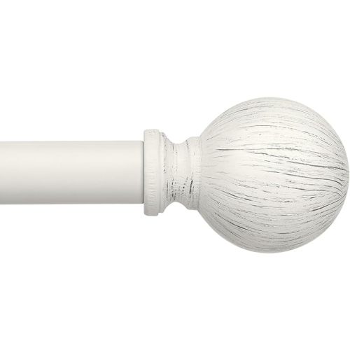 Antique White Curtain Rods for Windows 48 to 84 Inch, 1 Inch Boho Decorative Vintage Drapery Rod with Antique White Finials, Adjustable Heavy Duty Rustic Farmhouse Spliced Metal Curtain Pole