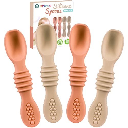 Silicone Baby Spoon Set - First Stage Baby Led Weaning Spoons, Gum Friendly, BPA & Phthalate Free, Self Feeding Utensils for Infant & Toddler, Great Gift Set