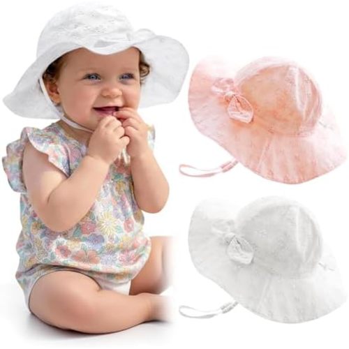 FURTALK Sun Hat for Baby Girls Toddler Summer Beach Hats with Wide Brim Cotton Sun Protection Travel Essentials