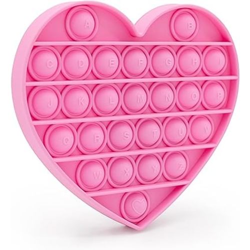 Valentines Gift for Girls Toddlers, Fidget Sensory Toy Pink Heart Alphabet Pop Bubble, Calming & Educational Toy for Focus and Fine Motor Skills, Autism & ADHD Support