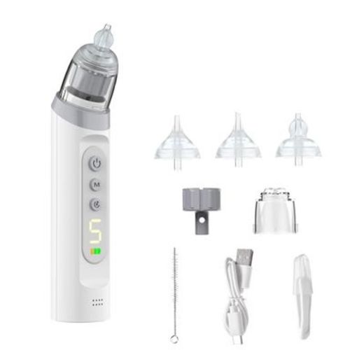 Electric Baby Nasal Aspirator Soothing Music & Light For Babies Infant Kids, Lightweight, Adjustable Suction & 3 Silicone Tips, USB-C Rechargeable